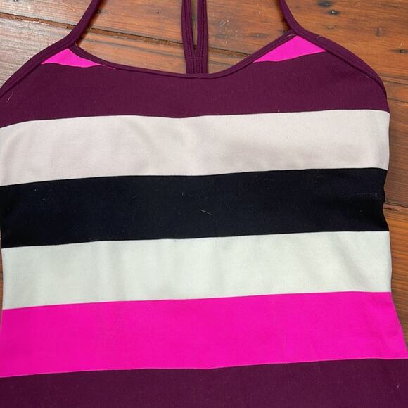 Lululemon Power Y  striped racerback shelf bra athletic tank - Picture 2 of 8